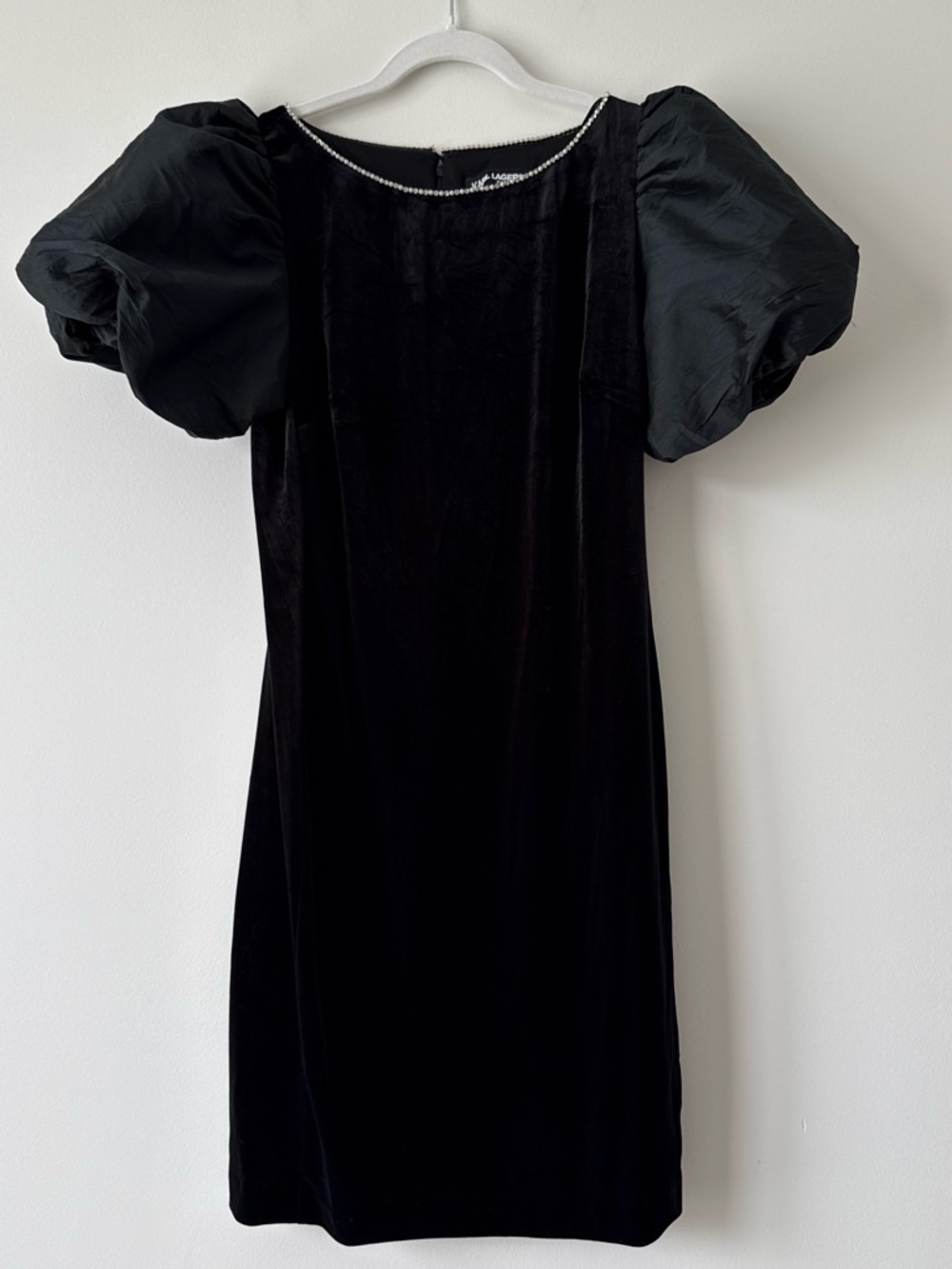 Karl Lagerfeld Paris black velvet puff sleeve mini dress size 8
